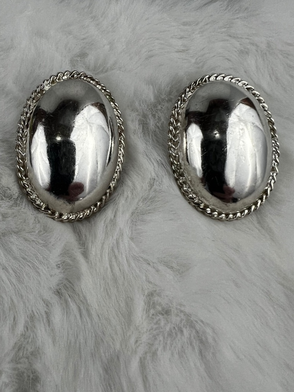 Vintage Sterling Silver Oval Earrings
